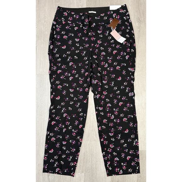 Lane Bryant Pants - Lane Bryant The Allie Skinny Ankle Pants Women 16 Reg Black Floral Stretch NWT